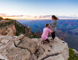 Man proposing to woman in Grand Canyon, Arizona