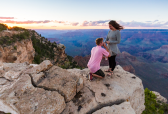 Man proposing to woman in Grand Canyon, Arizona