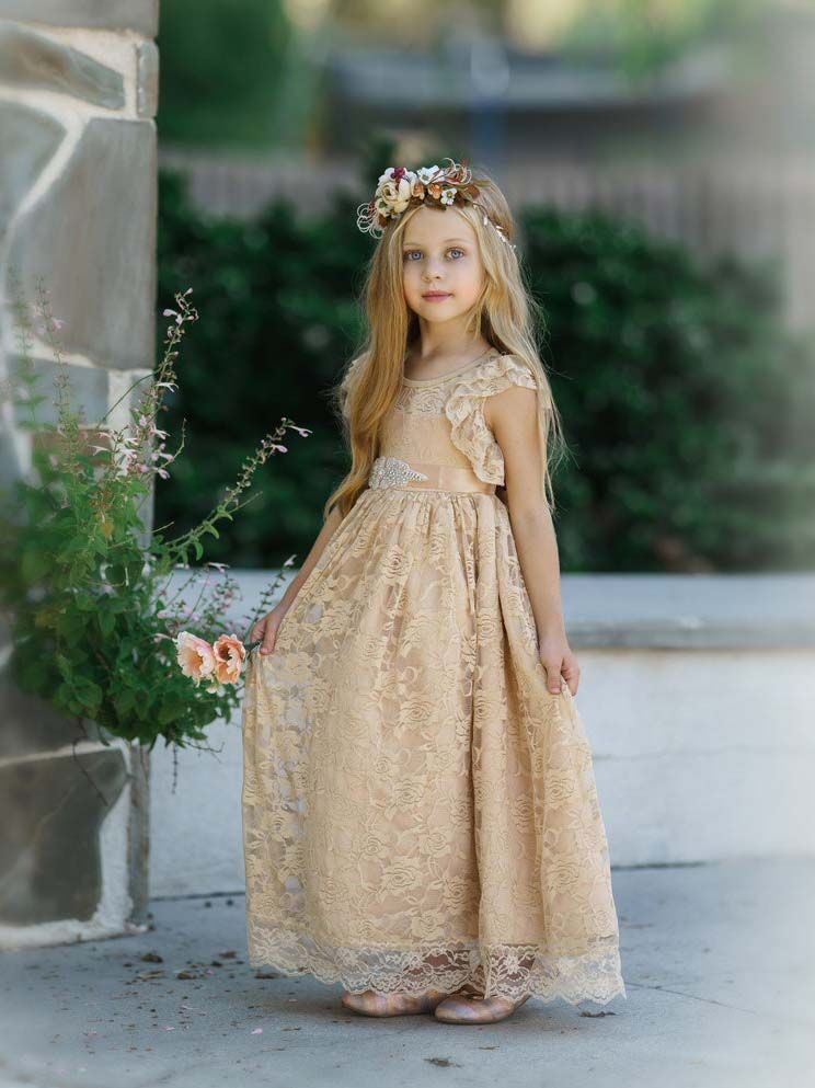 Flower girl dress, Flower Girl Dresses, rustic flower girl dress, boho flower  girl dress, lace flower girl dress, Girls Dress, wedding dress