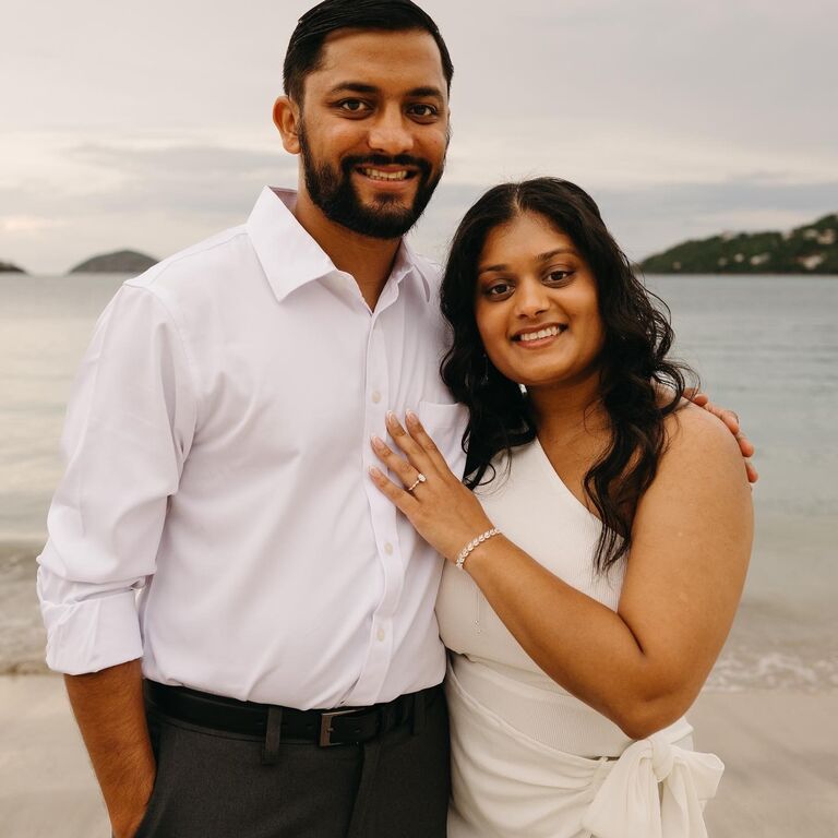 He proposed! We went to St. Thomas for a vacation where he had proposed on a beach. 