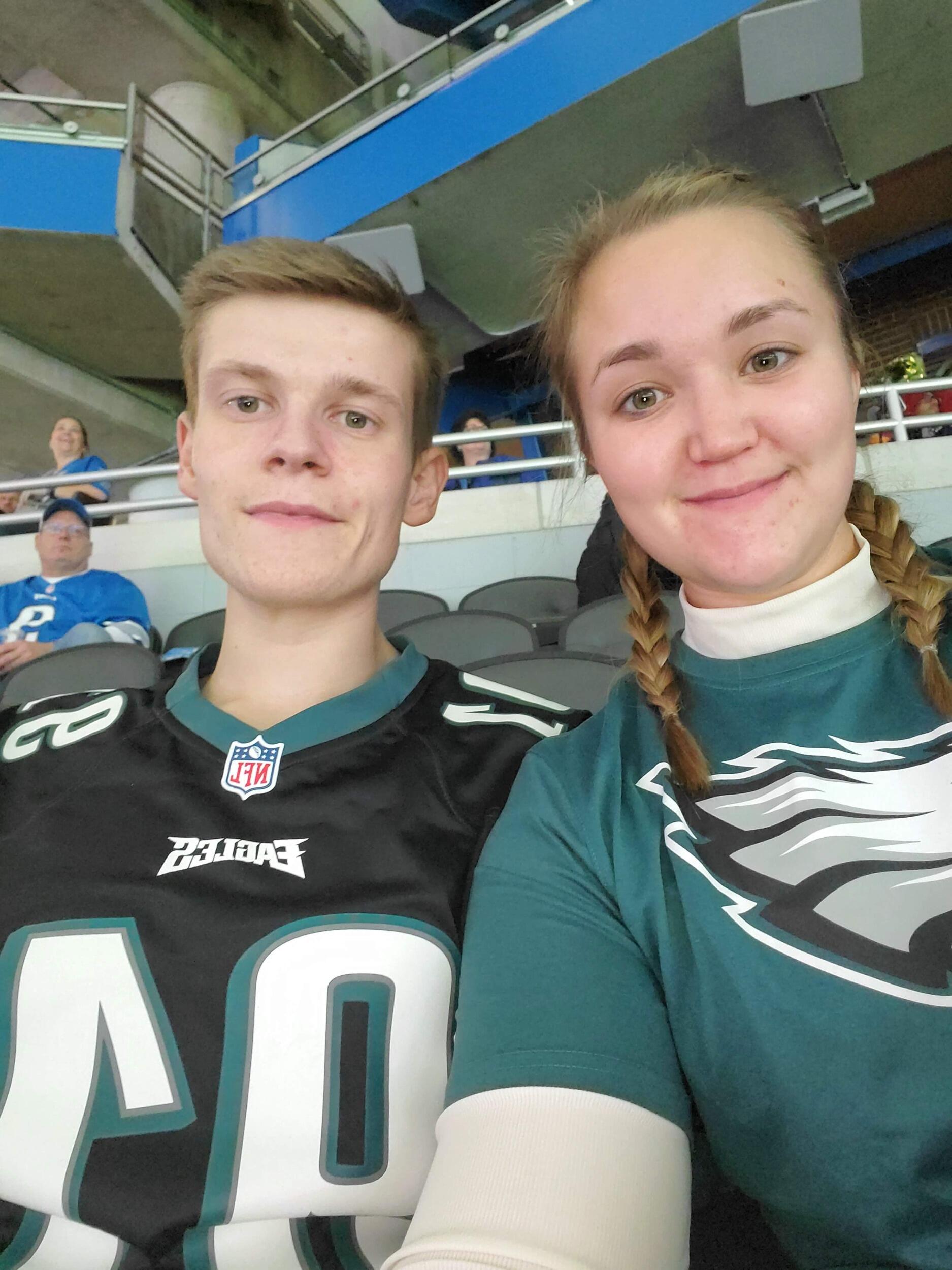 Kevin takes Emily to her first Philadelphia Eagles game, starting her Eagles fandom.