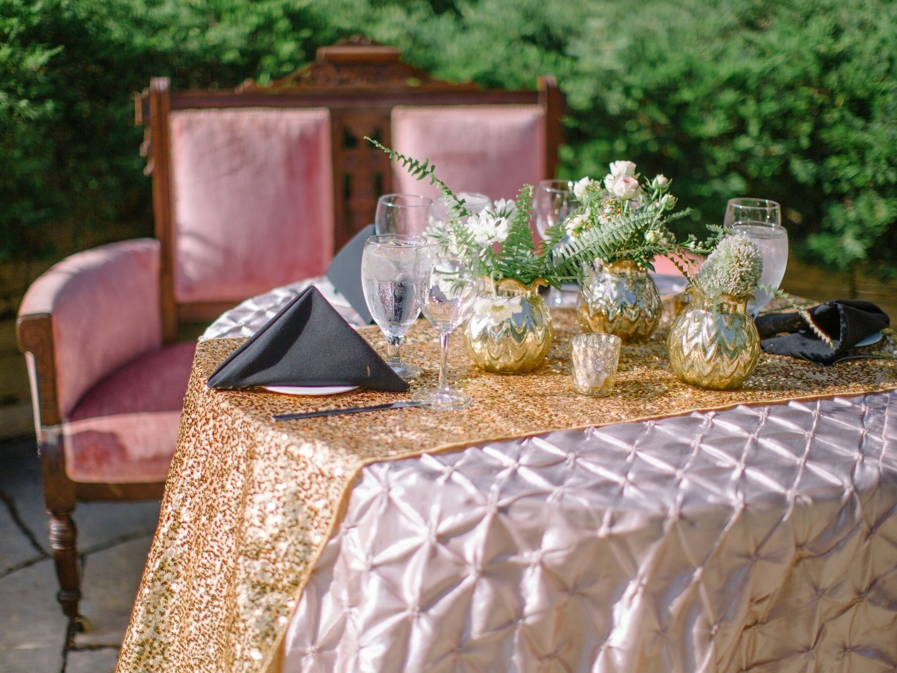Champagne Colored Linens for Bridal Showers