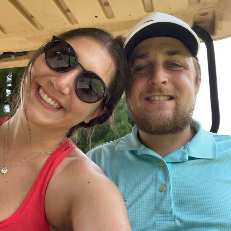 Becky's first time on a golf course