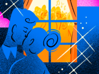 Illustration of wedding day couple
