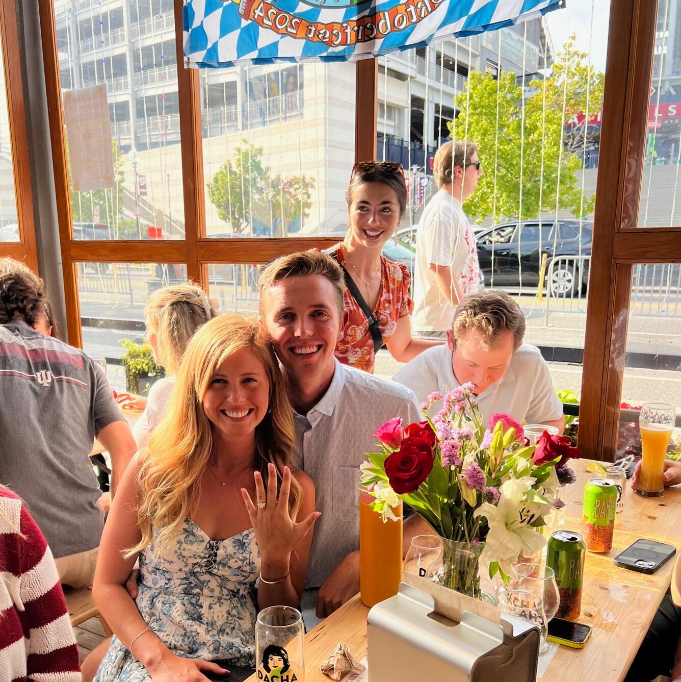Celebrating our engagement in DC at our favorite Beergarden