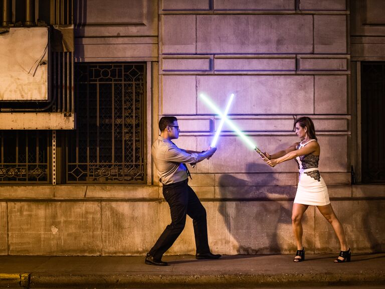 Star Wars Light saber Engagement Photo Session