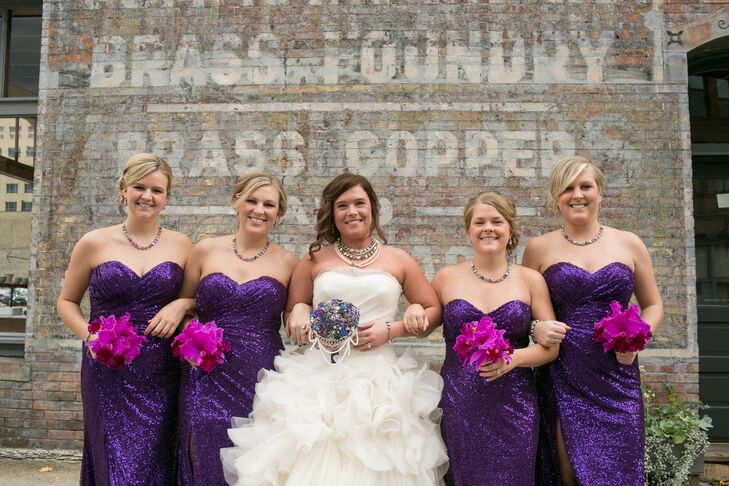 purple sequin bridesmaid dresses