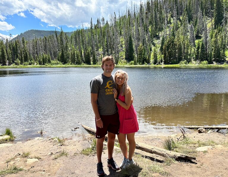 Fast forward through a long school year, Ben and Katie traveled to Colorado to visit Ben's family. While hiking, Ben proposed to Katie!