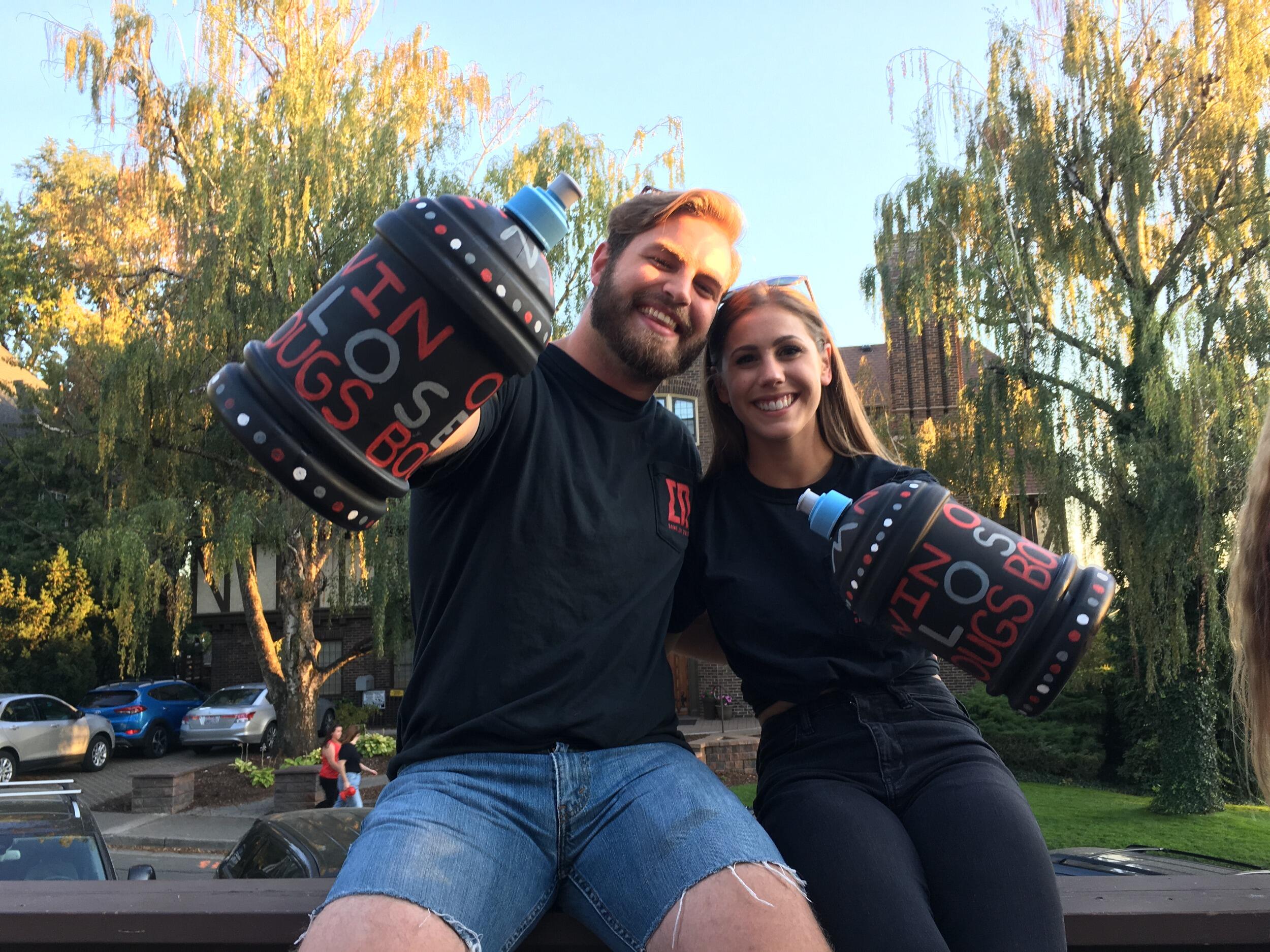 The first (and only) date dash for Sigma Pi! The chug jugs said: Win or Lose - Cougs Booze 