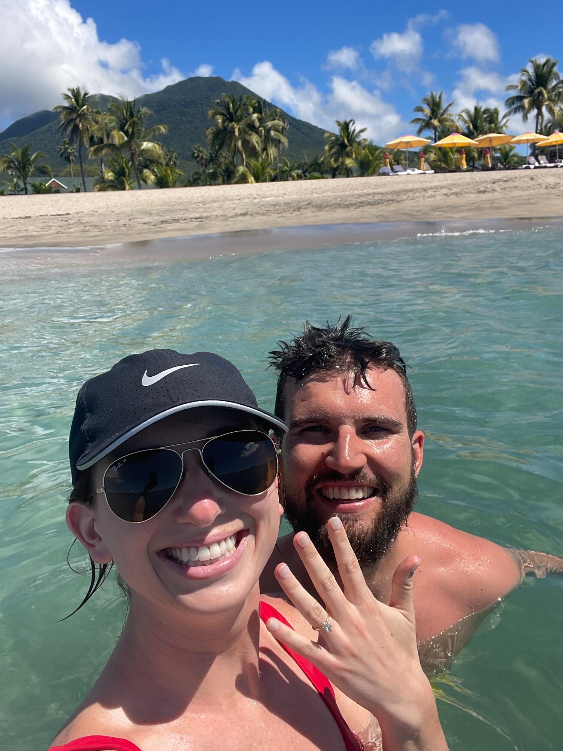 The YES day - Isaac popped the question on the beach in Nevis!