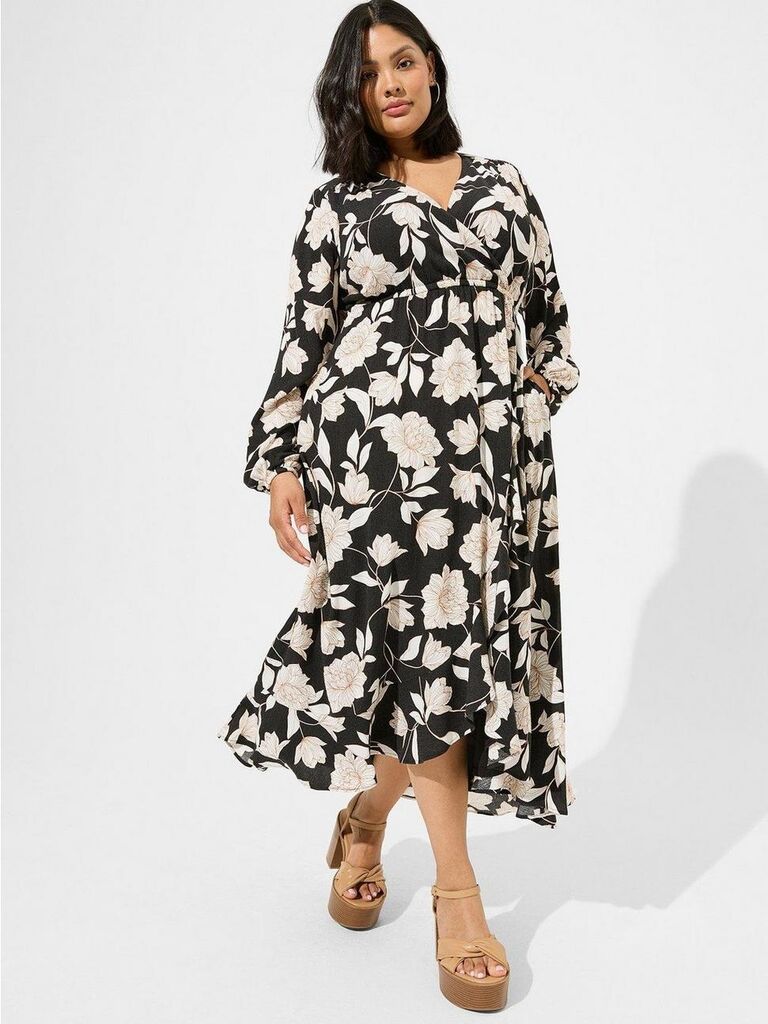 Casual floral midi wedding guest dress from Torrid