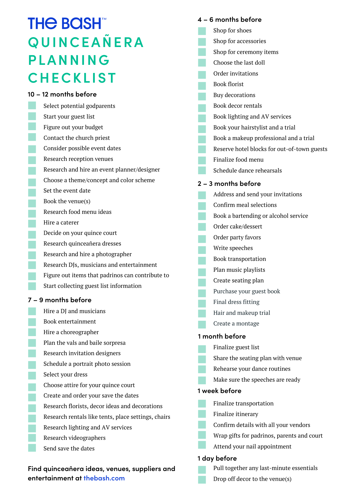 Printable Quinceanera Checklist Customize and Print