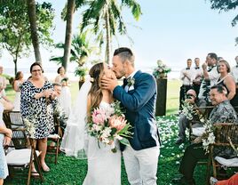 couple kiss at destination wedding