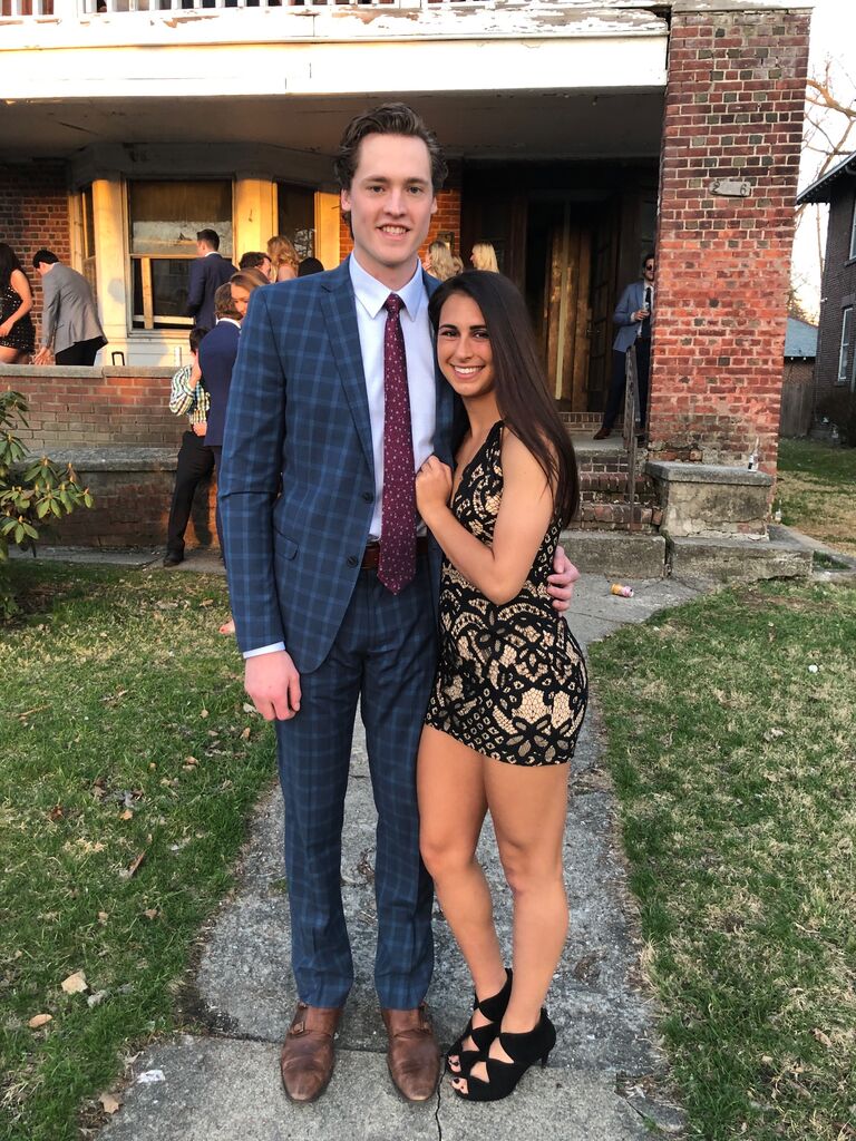 Chase's hockey formal. Madi had just finished her last spring season soccer game at St. Johns University in NYC. She had to blow dry her hair in the car ride home just to make it back in time for formal. Well worth it. 