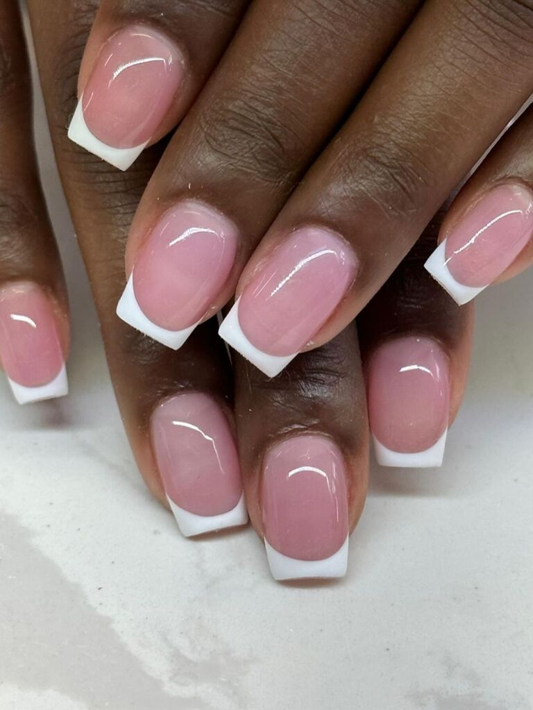 Square tip French manicure bridesmaid nails
