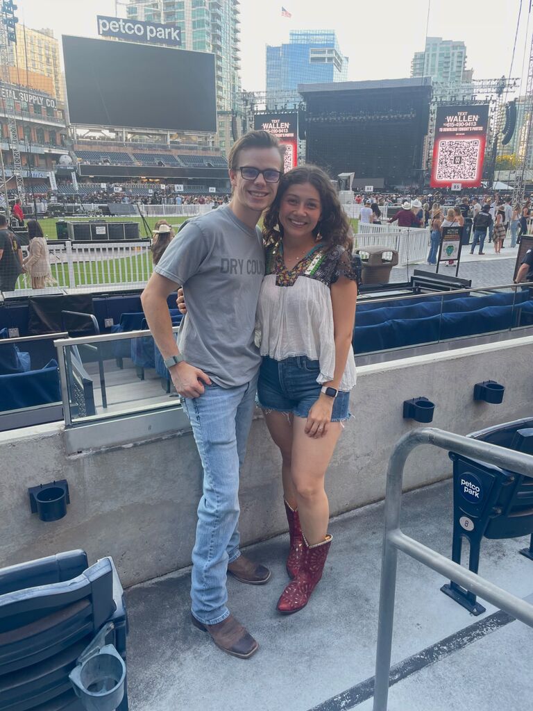 Sofia’s birthday present for Caleb, a sold out concert in San Diego with Morgan Wallen and Hardy