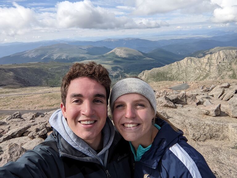 After graduation, I knew that Maggie and I would have to maintain a long-distance relationship since we both love to adventure. I spent the first month of my summer in Europe while she worked as an intern in Fort Collins. But here and there we were able to see each other over the summer, and we grew despite the distance. Here we are hiking Mt. Evans in Colorado.  