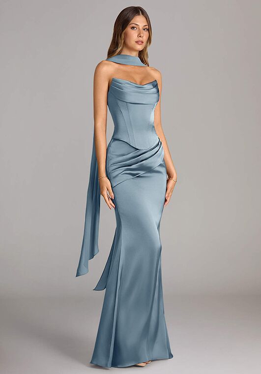 Azazie Azazie Sorrel Chiffon in Dusty Blue Bridesmaid Dress | The Knot