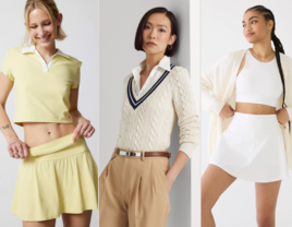 Collage of three sporty bachelorette outfit ideas