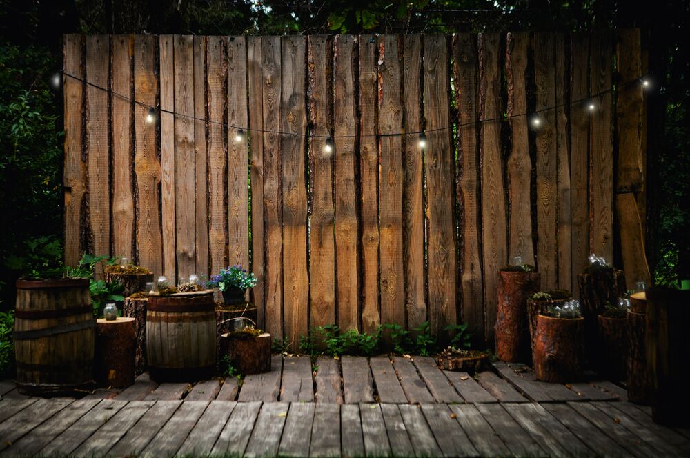 country style venue with string lights