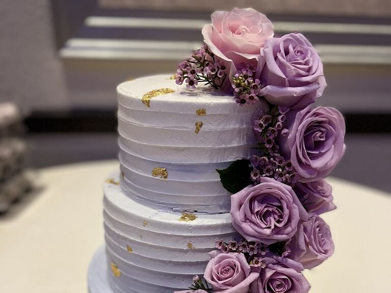 Lavender Wedding Cake With a Horizontal Texture