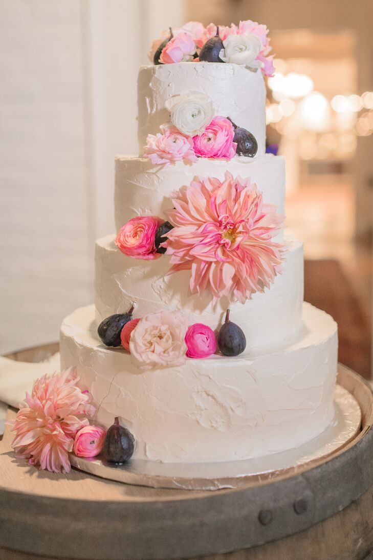 Buttercream Wedding Cake With Flowers And Figs