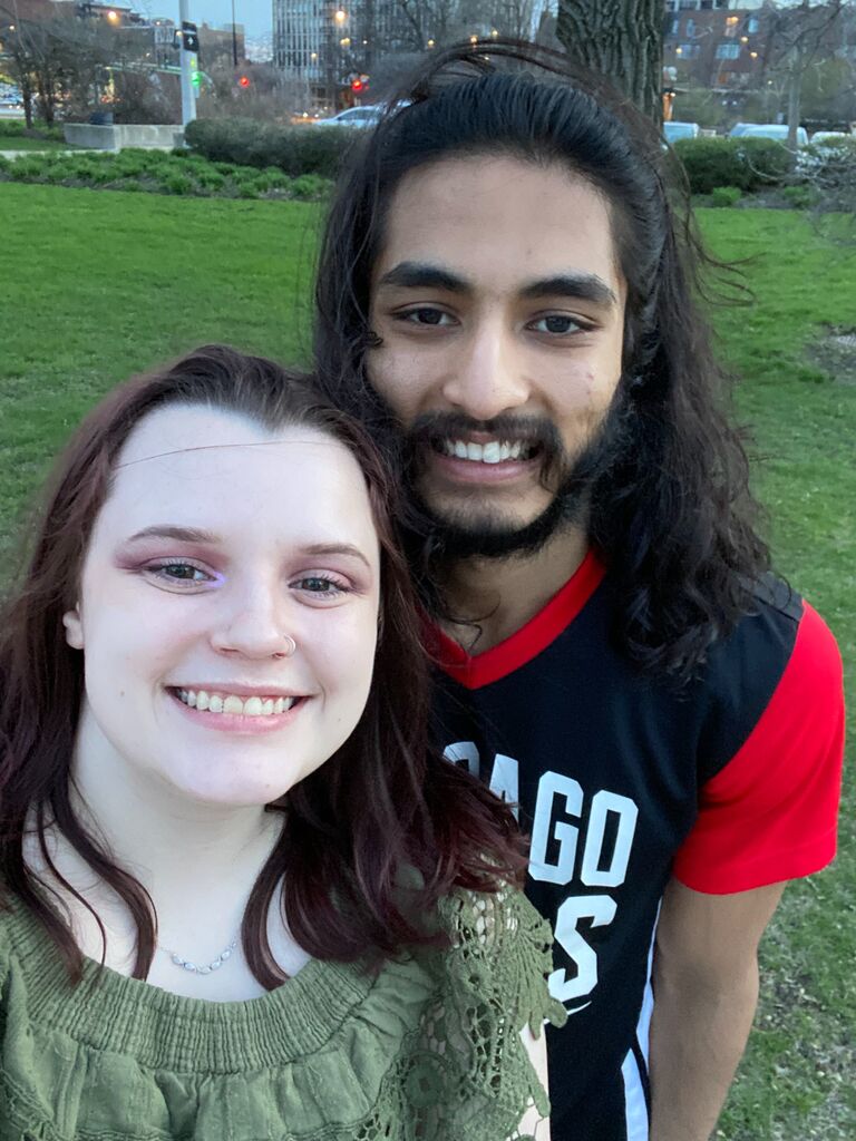 Finally living together! We are walking to the lakefront, which is just a few blocks away from our apartment