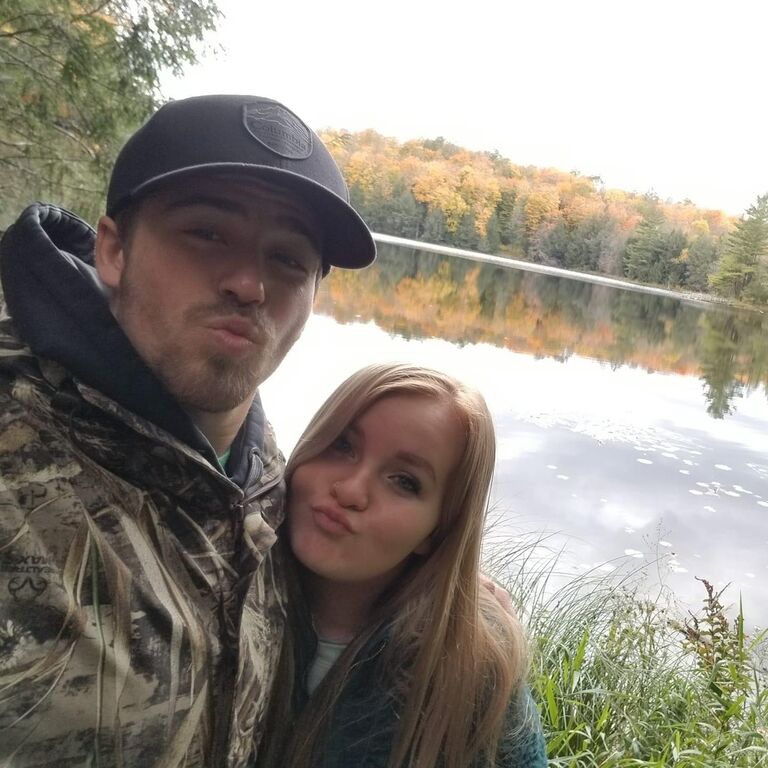 Exploring northern woods together.