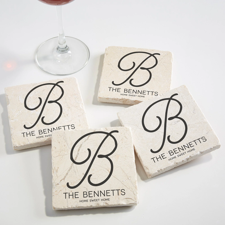 Monogrammed stone coasters