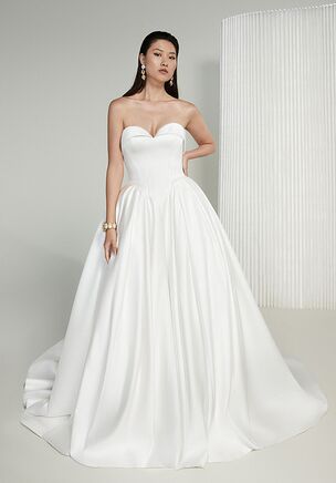 Strapless Luxe Satin Ball Gown with Basque Waist