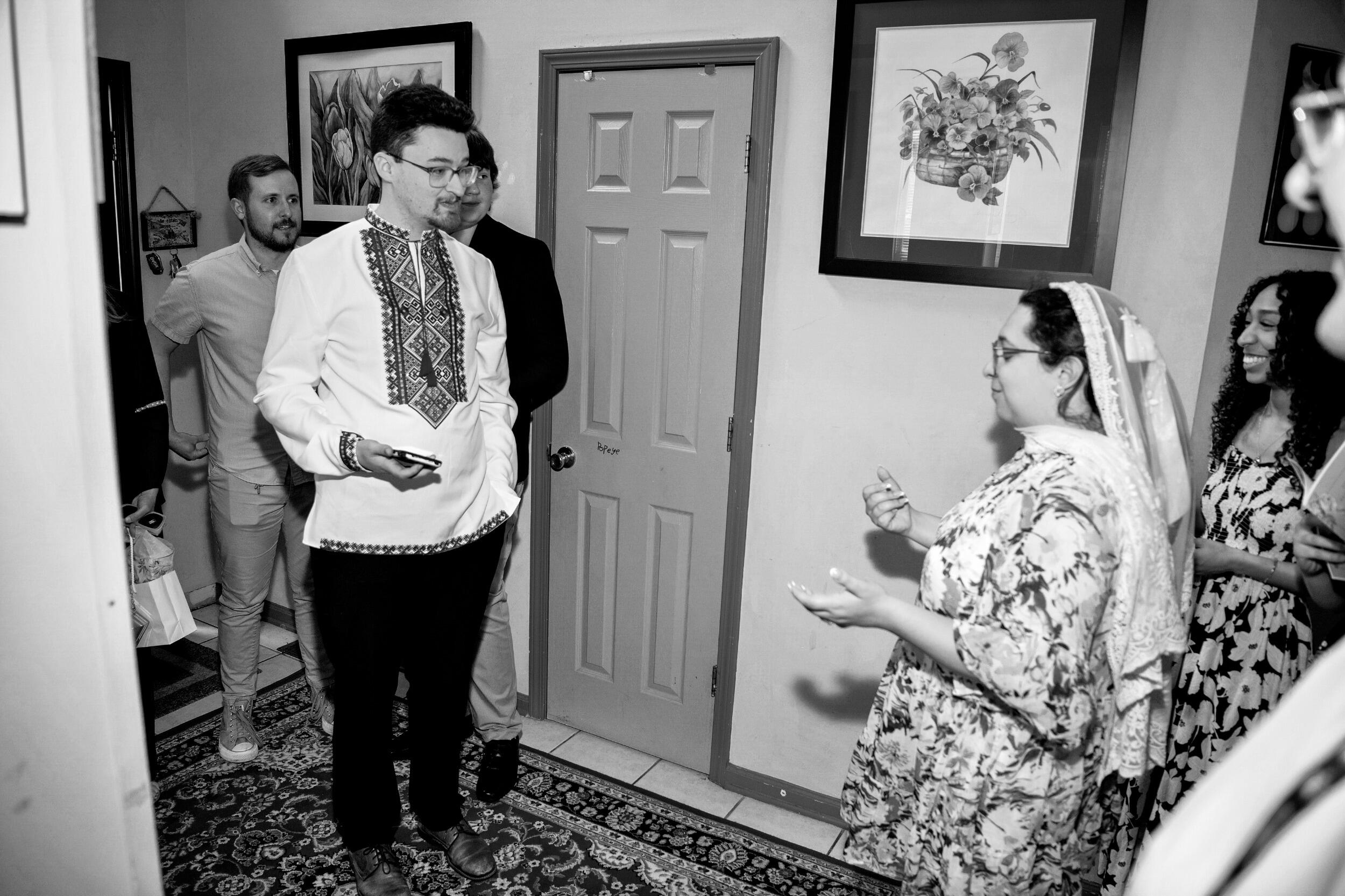Giana (the maid of honor) and the bridesmaids confronted him to ask why he and his party were there. Arthur told them that he and Christina had decided to marry and he was there so that they could seek the blessing of both families and the church