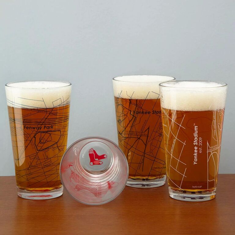 Custom ballpark glasses gift idea for groom. 