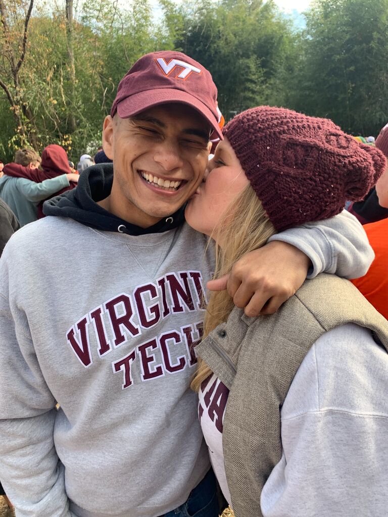 To keep the tailgating fun alive, they traded in their Terps gear for some VT Hokie swag!