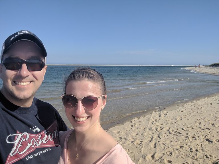 Walking along the beach in Cape Cod, MA