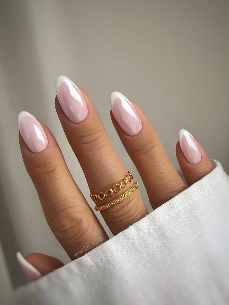 Chrome French wedding nails