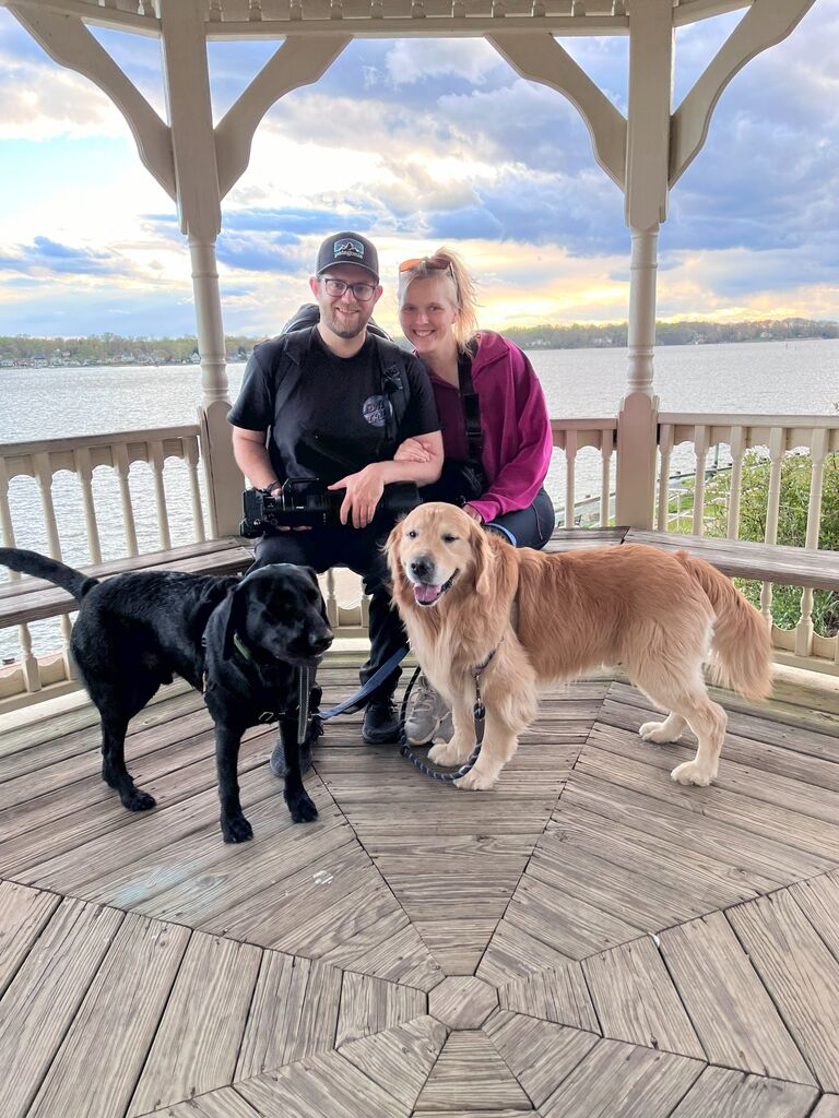 Philip and Christina moved to Annapolis in April. One of their favorite places to walk the dogs is Quiet Water Park!