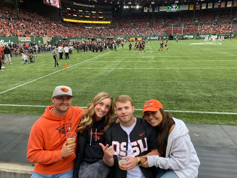 Levi and Michael have been friends since they were kids. Jess and Cassidy have become so close throughout the last few years and have shared so many fun memories, including Beaver football games, Settlers of Cantan battles and cuddles with Benny the Bulldog!