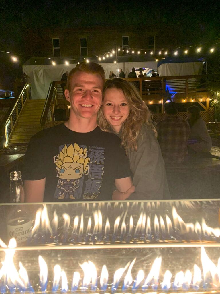 If we weren't working, we were spending every moment together. This is one of our favorite pictures together of a night with some great friends.