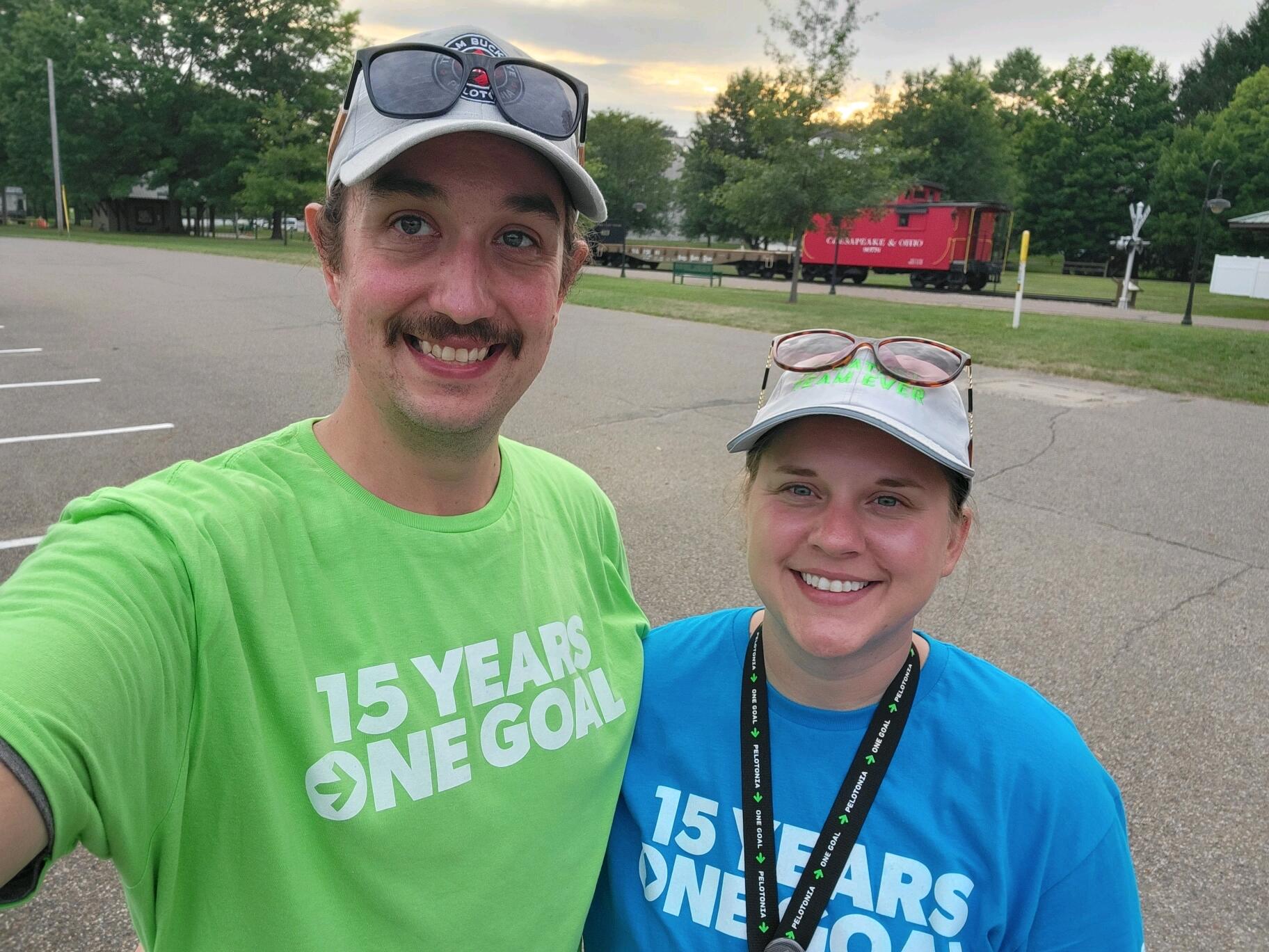 Kayla's 10th year volunteering with Pelotonia became Pete's first 💚💙