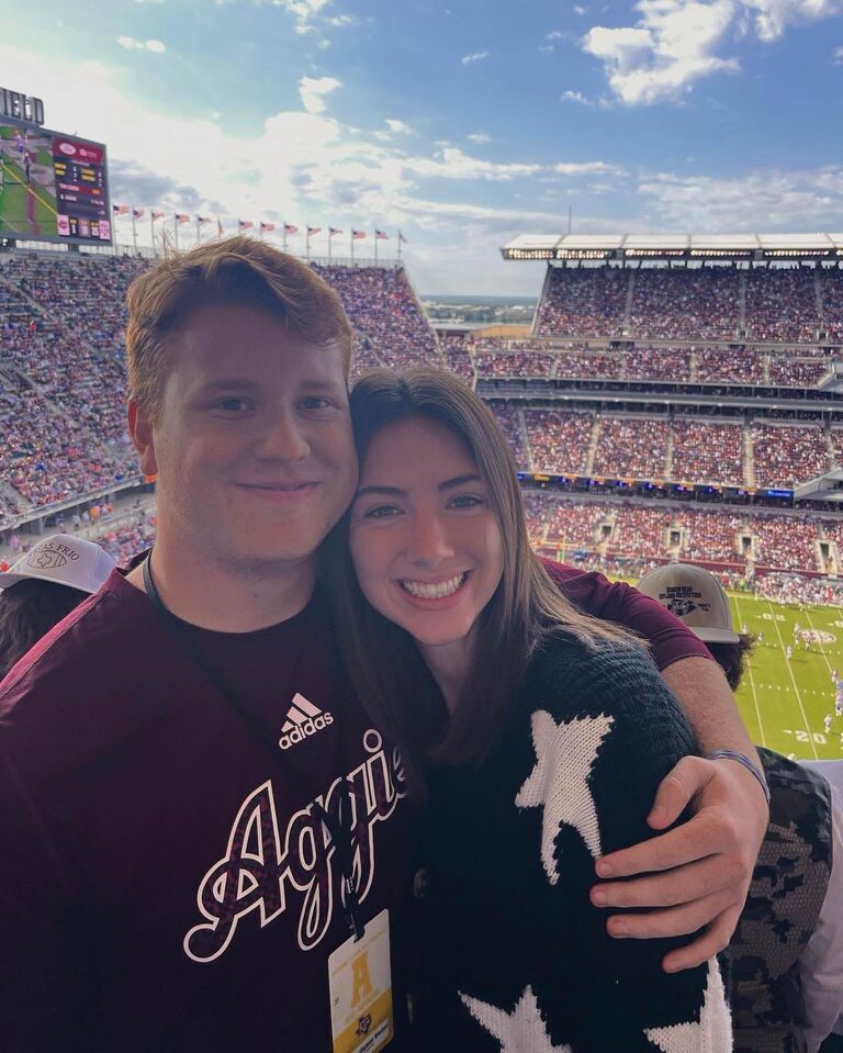 Another TAMU football season - only this time Charlie is working down on the field and visits Alex in the stands