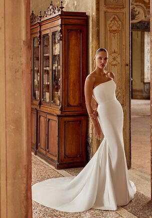 Clean Fit and Flare Wedding Dress with Straight Neckline