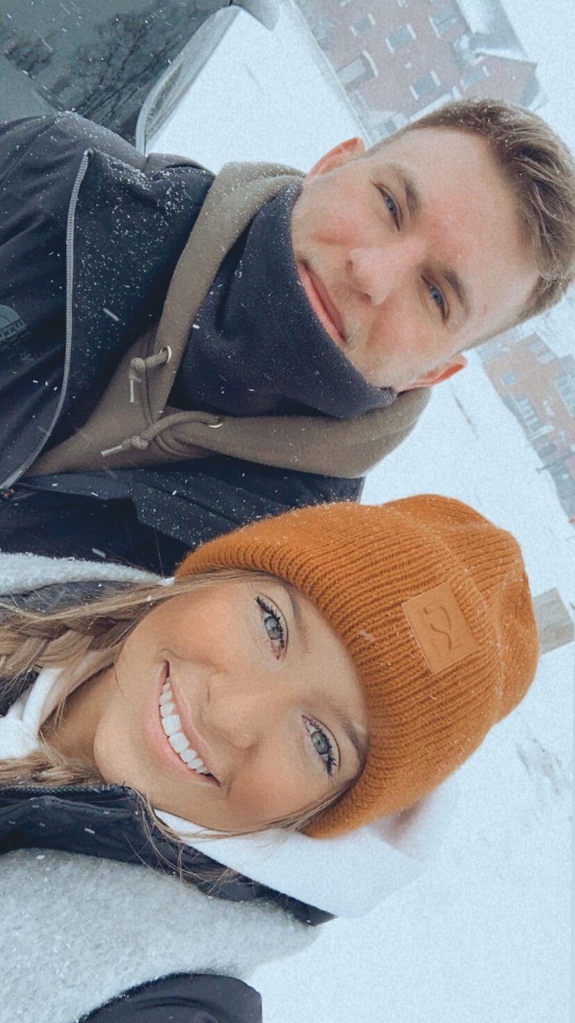 Madison and Alex lived in Downtown Rochester and frequented many walks to get coffee and donuts 