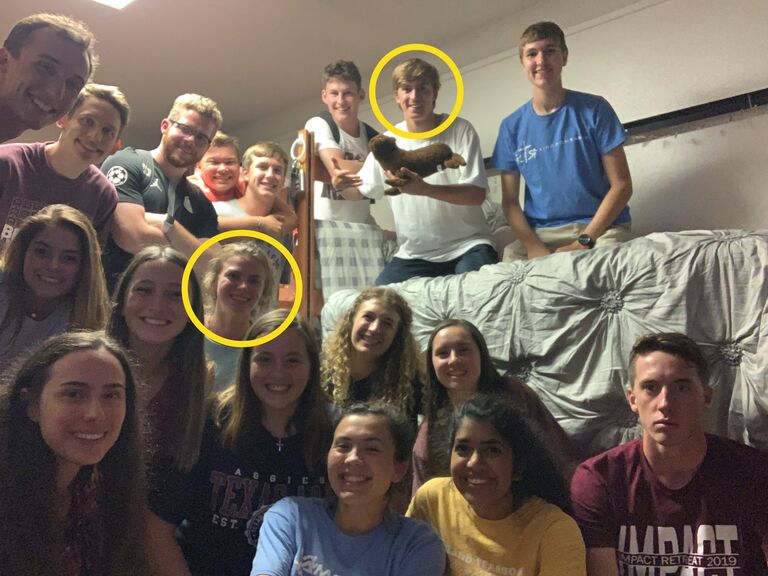 Reagan and Cole meet for the first time! We met in Wells Hall on the campus of Texas A&M University during our freshman year orientation week, also known as Howdy Week!