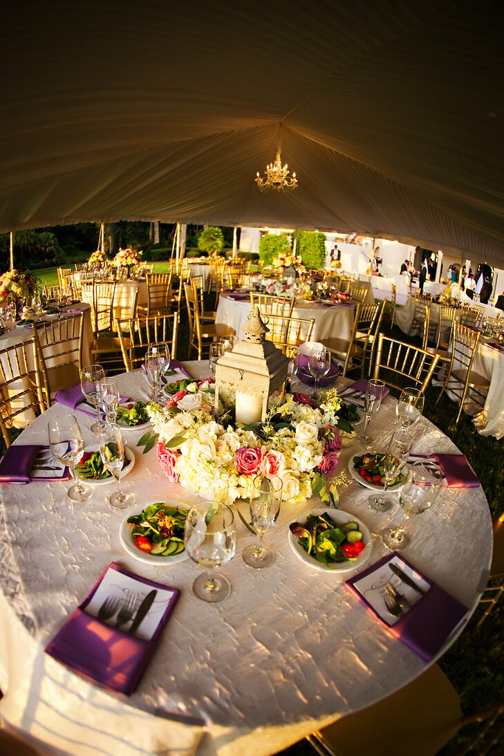 Garden Tented Reception Table Settings