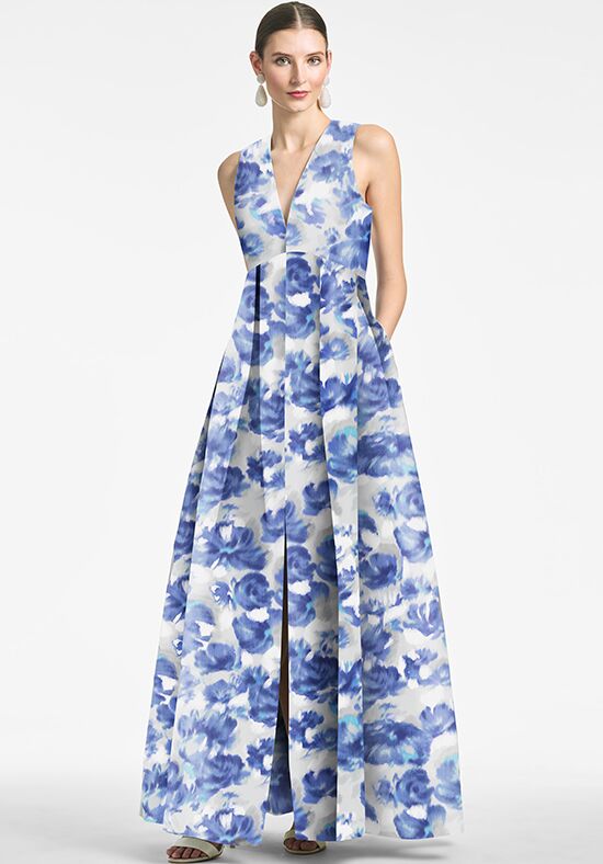 Sachin & Babi Brooke Gown - Azure Watercolor Floral Mother Of The Bride ...