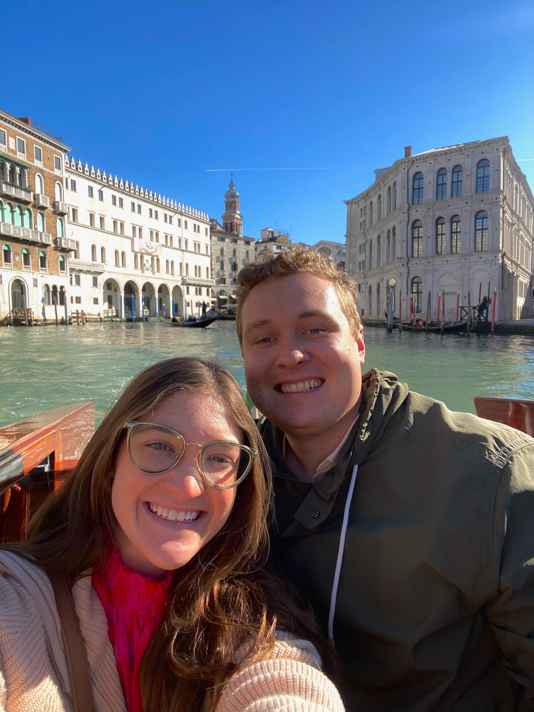 Enjoying a Water Taxi Ride in Venice, Italy!