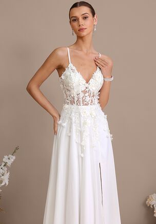 flowy chiffon wedding dress LaDivine CD0192W Long Bridal A Line  The Dress Outlet Float down the aisle in our Flowy A Line Wedding Gown Flowy Romantic Chiffon Dress Unique