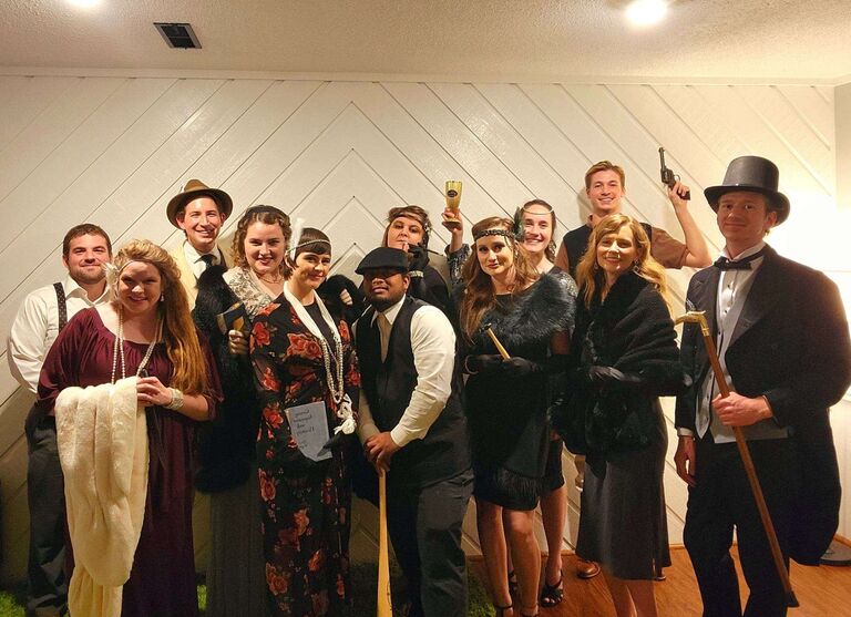 Murder mystery friends dinner.