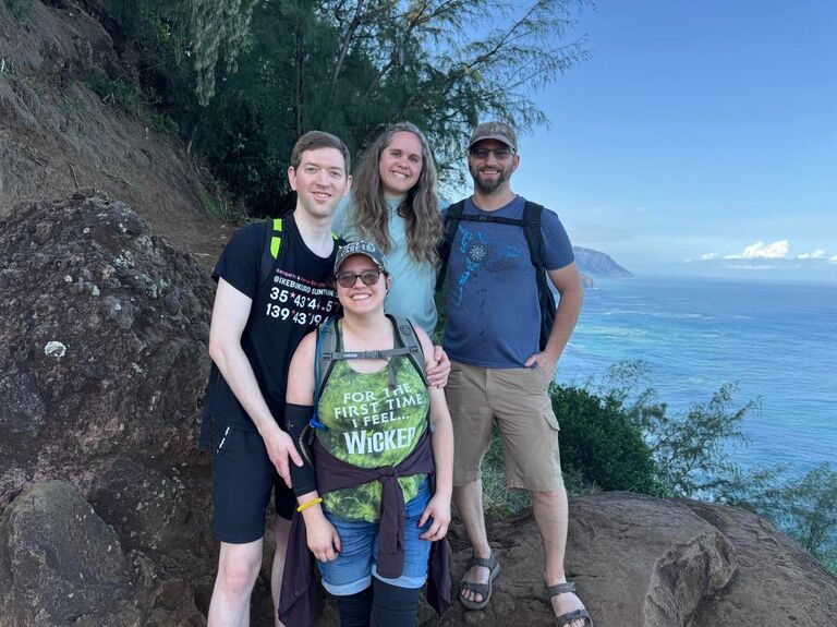 Hiking the Napali Coast in Hawaii with friends.