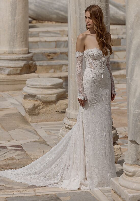 Romantic Lace Wedding Dress with Off-the-Shoulder Long Sleeves